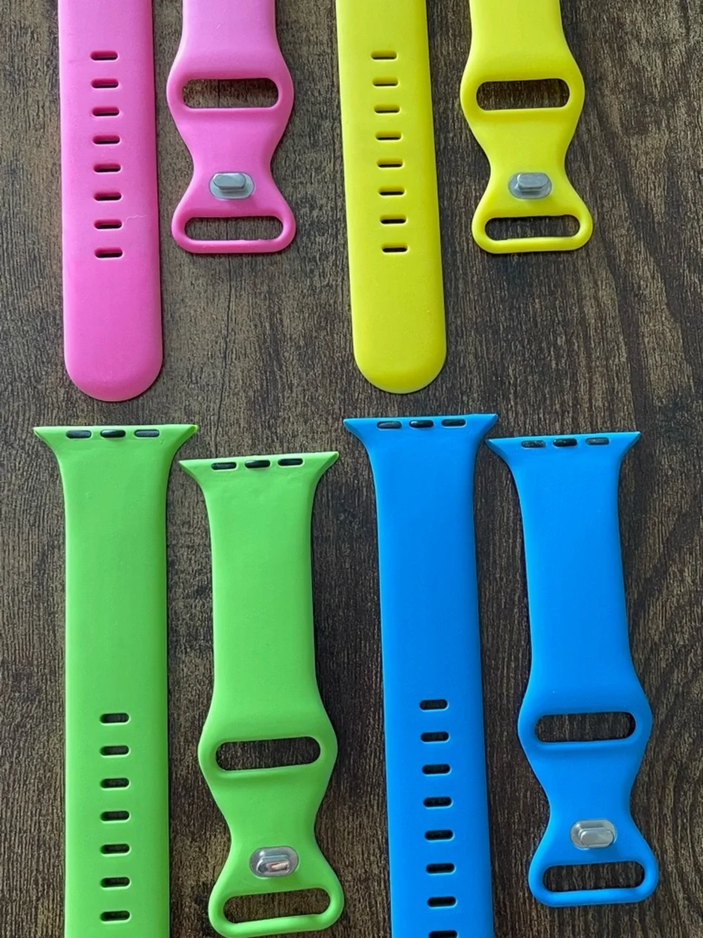 Silicone Replacement Apple Watch Bands - Bright Pink, Yellow, Green, Blue